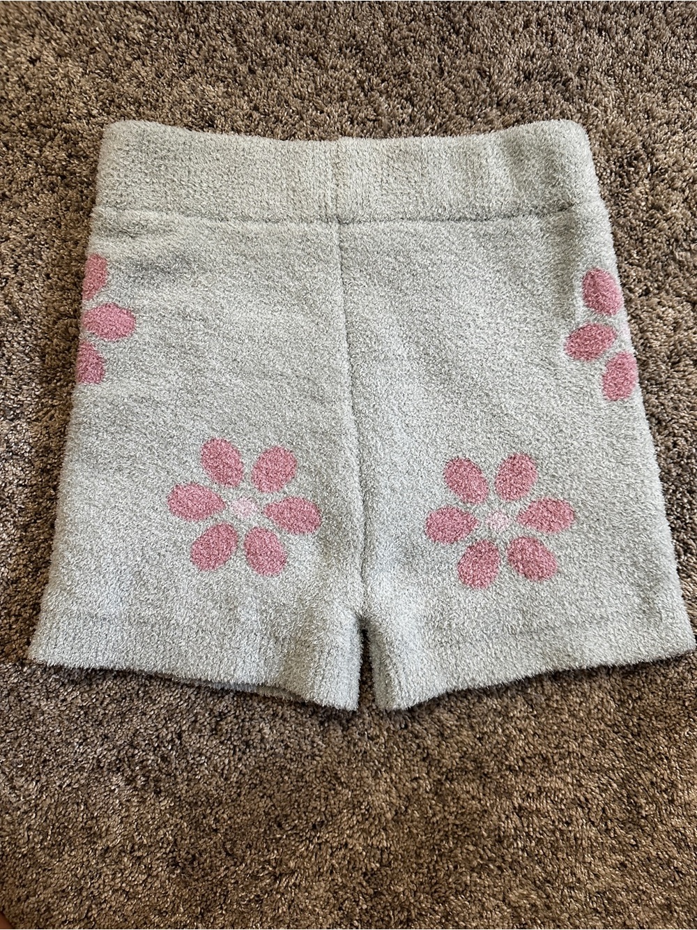 #144 Sincerely Jules Cream Knit Bike Shorts with Pink Floral Design